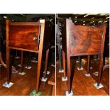 A matched pair of George III mahogany pot cupboards