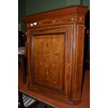 Mahogany and floral marquetry hanging corner cupboard
