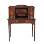 A Shapland & Petter of Barnstaple mahogany and marquetry lady's writing table, circa 1890, the