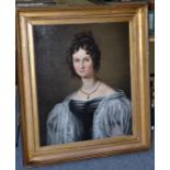 Circle of Margaret Carpenter (1793-1872) A head and shoulders portrait of Sydney Maria Wooler, oil