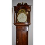 An oak thirty hour longcase clock, signed J.Pratt, Askrigg, circa 1820, swan neck pediment, inlaid