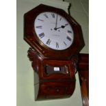 A mahogany drop dial striking wall clock, H Dixon, Salisbury, circa 1850, octagonal shaped case with