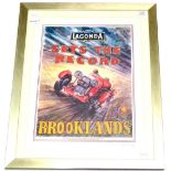 A Signed Phil May Motor Racing Poster Study 'Brooklands Lagonda Sets the Record', pencil signature