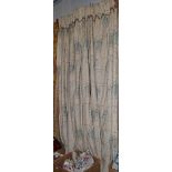 Pair of pink rose floral curtains with pelmet and a manuscript curtain