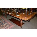 Victorian mahogany extending table with four additional leaves, 332cm long