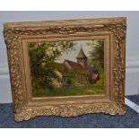 Ernest Charles Walbourn (1872-1927) ''A Sussex Church'', marked with studio blindstamp, 20.5cm by