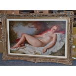 Maria Szantho (1897-1988) Hungarian, Reclining auburn-haired nude, signed, oil on canvas, 63.5cm