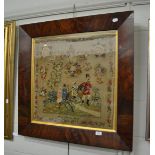 Large mid-19th century mahogany framed wool work picture worked by Mary Morrey depicting a young