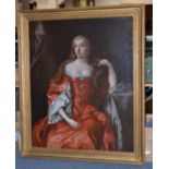 Follower of Sir Peter Lely (1618- 1680) A three quarter length portrait of a lady wearing a red