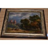 Mary Seymour (mid 19th century) Deer in parkland and before ruins, signed and dated 1840, oil on