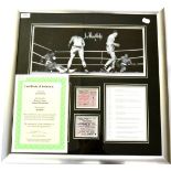 A Signed Henry Cooper Boxing Montage, comprising a signed photograph, professional record and two