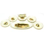 A Transfer Printed French Porcelain Fish Design Part Dinner Service, comprising eight plates,