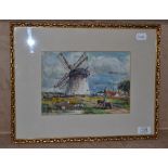 Rowland Henry Hill (1873-1952), Windmill and a horse and cart near Ugthorpe, signed and dated