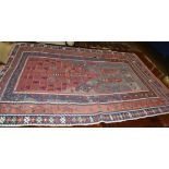 Rare 19th century Erzerum prayer kilim, East/Central Anatolia, the madder field with steep mihrab