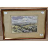 George Anderson Short (1856-1946) ''The Moors, sportsmen leaving Ogden Moors'', signed, signed and