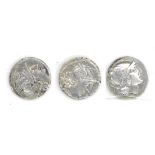 Roman Republic, 3 x Silver Denarii comprising: (1) C. Scribonius  (154BC), obv. helmeted head of