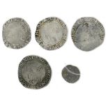 Charles I, 4 x Shillings: (1) MM tun, no inner circles, bust with double-arched crown, round