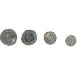 Charles II, Maundy Set, undated hammered issue with inner circles & mark of value, 4d, 3d, 2d & 1d