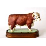 Royal Worcester Hereford Bull ''Vern Inspiration'', model No. RW3668 by Doris Lindner, limited