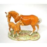 Beswick Mare and Foal on base, model No. 953, second version, palomino gloss  (a.f.)