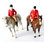 Beswick Huntsman, model No. 1501, style two, standing, brown gloss; together with Huntsman,