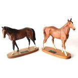 Beswick Connoisseur Horses: Troy, model No. 2674 on wood plinth; together with The Minstrel, model