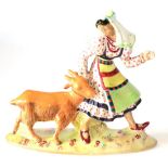 Beswick Italian Girl Leading a Goat, model No. 1234, gloss (a.f.)