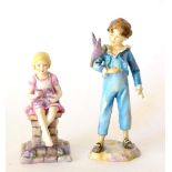 Royal Worcester 'Sunshine', model No. 3083A; together with 'Boy with Parakeet', model No. 3087A, (