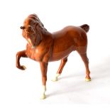 Beswick Horse (Head Tucked, Leg Up), model No. 1549, version one, chestnut gloss