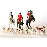 Beswick Huntsman (Standing), style two, model No. 1501, brown gloss, Huntsman (On Rearing Horse),