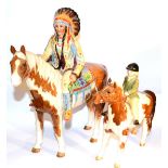 Beswick Mounted Indian, model No. 1391, skewbald gloss; together with Girl on Pony, model No.