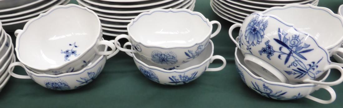 A Meissen Porcelain Onion Pattern Part Dinner Service, comprising seven écuelles and eight stands, - Image 26 of 29