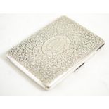 A Victorian silver card case, George Unite Birmingham 1892w, engraved all over with leaves