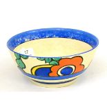 A Clarice Cliff Bizarre Latona Flowerheads pattern bowl, painted and worn marks, 19cm diameter (