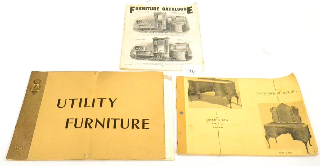 Three furniture catalogues ''Utility Furniture'', ''Machine Made Furniture Catalogue'' and ''Chechik
