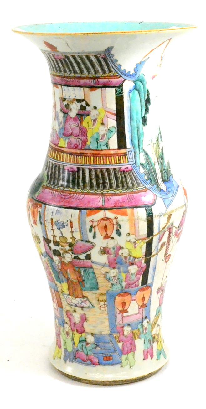 A 19th century famille rose flared vase