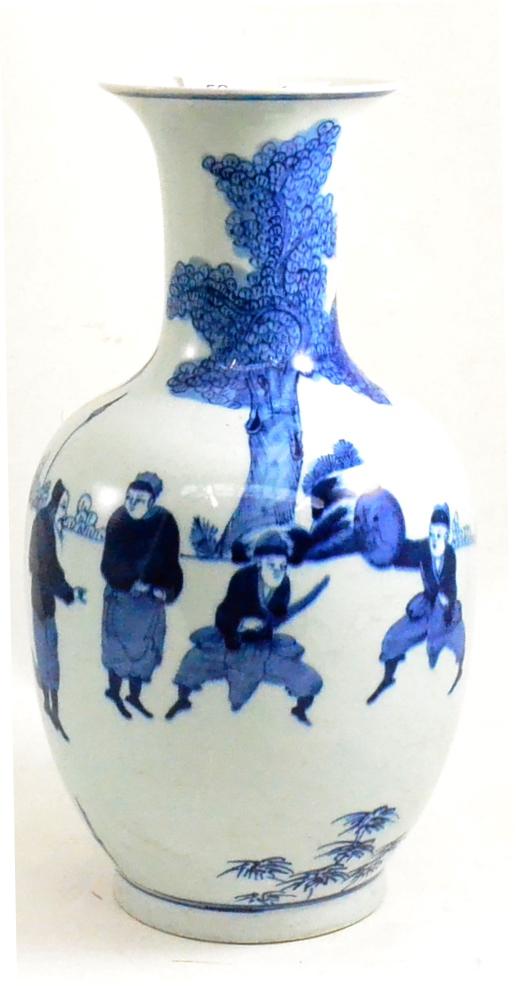 A 19th century Chinese blue and white bulbous vase