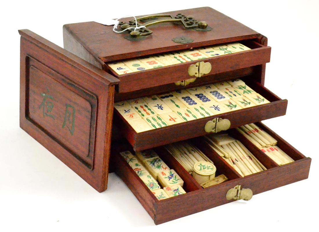 Mah Jong set, cased