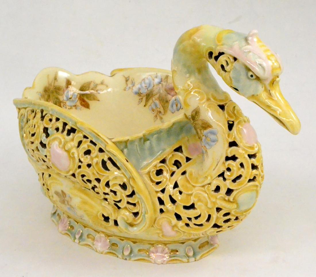 Zsolnay Pecs jardiniere modelled as a duck