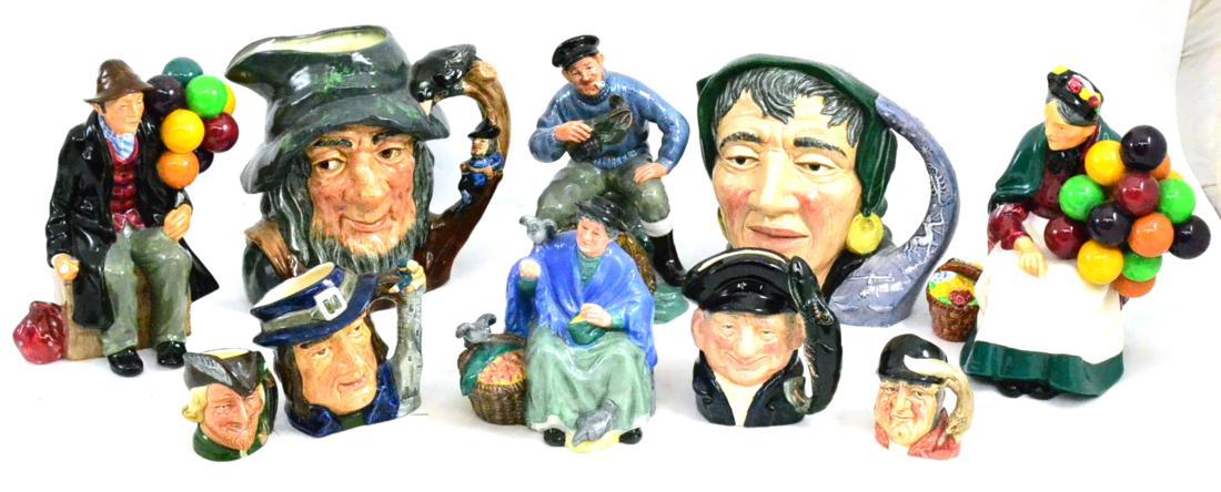 A small quantity of Royal Doulton figures including 'The Old Balloon seller', 'The Balloon Man, 'The