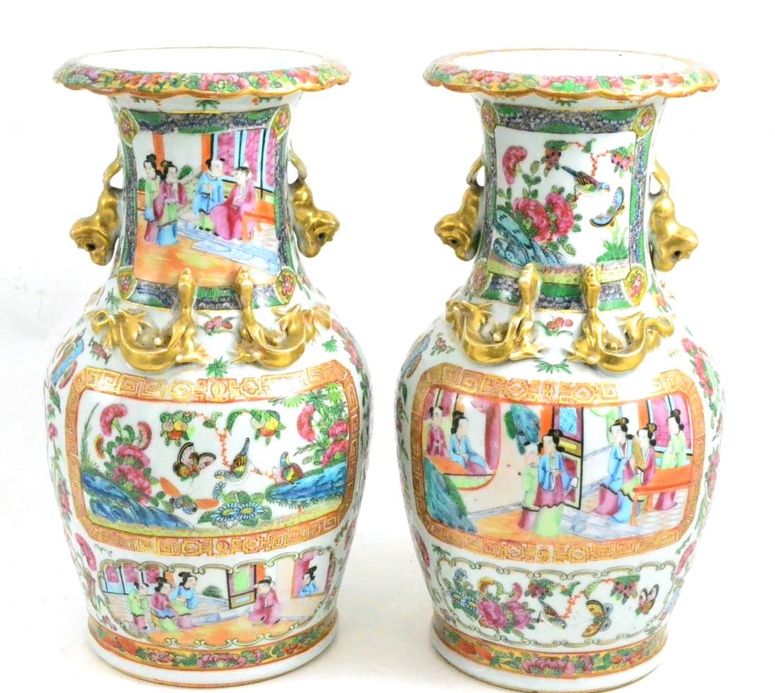 Pair of small Canton vases (a.f.)