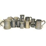Quantity of assorted 18th and 19th century pewter including tankards and goblets