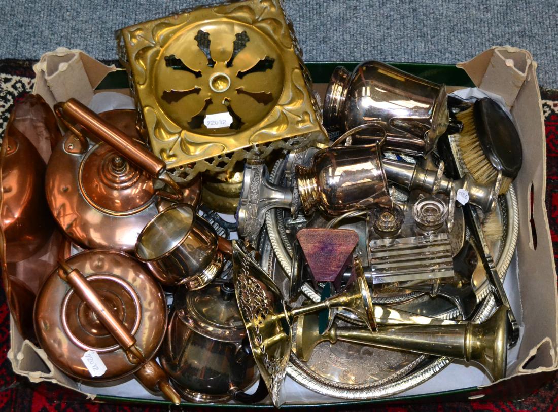 Quantity of copperware, plated ware, etc