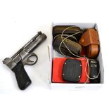 Webley air pistol and a box of Weston meters