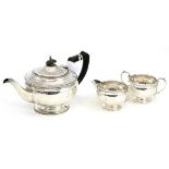 A silver three piece tea service, Birmingham 1936