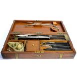 A 19th Century Mahogany Cased Set of Surgical Instruments, the brass bound case containing two large