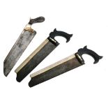 Three Ebony Handled Steel Bone Saws, two by J.Weiss, London, the other with pistol grip unmarked