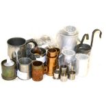 A Collection of Pewter, Brass and Other Measures, including eleven brass capacity measures, set of