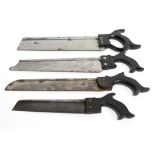 Four Ebony Handled Steel Bone Saws, including one by Thompson, one by Hilliard, the others unmarked