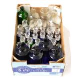 Apothecary Glass Bottles including four Cobalt blue examples: Liq, Cocainae Hyd, Liq. Calcis, Liq